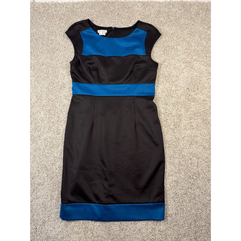 London Times Dress Blue Black Color Block Women's Size 12